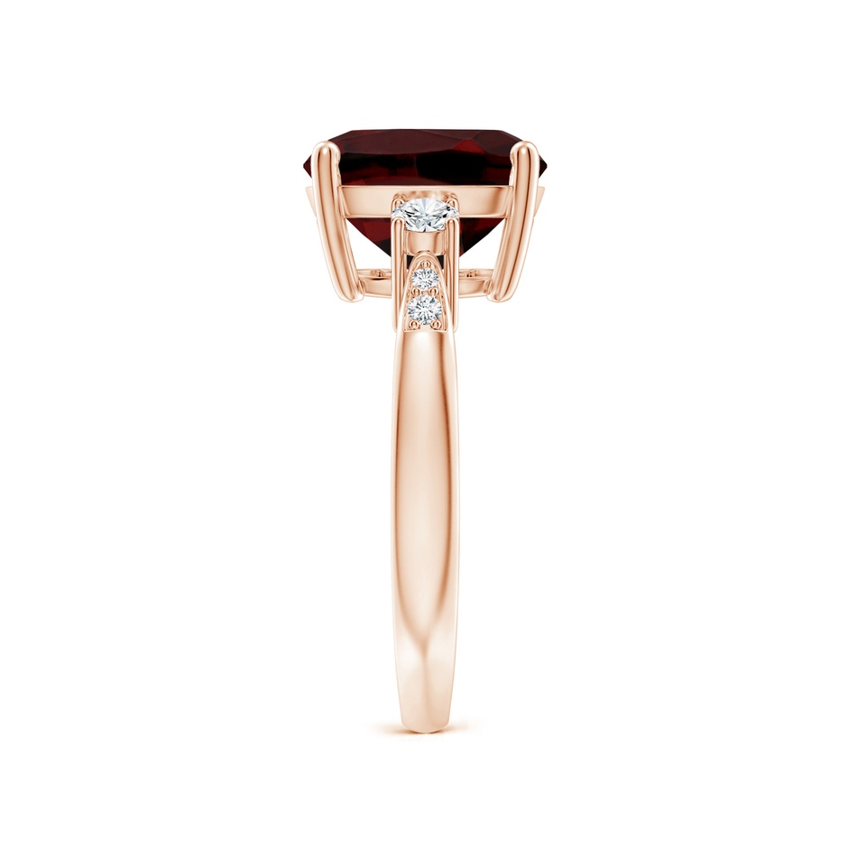 10mm AAA Cushion Garnet Solitaire Ring with Diamond Accents in Rose Gold side-2
