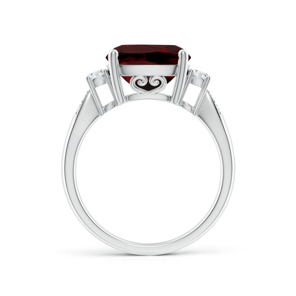 10mm AAA Cushion Garnet Solitaire Ring with Diamond Accents in White Gold - side_1