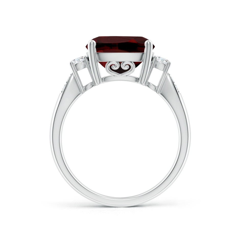 10mm AAA Cushion Garnet Solitaire Ring with Diamond Accents in White Gold side-1