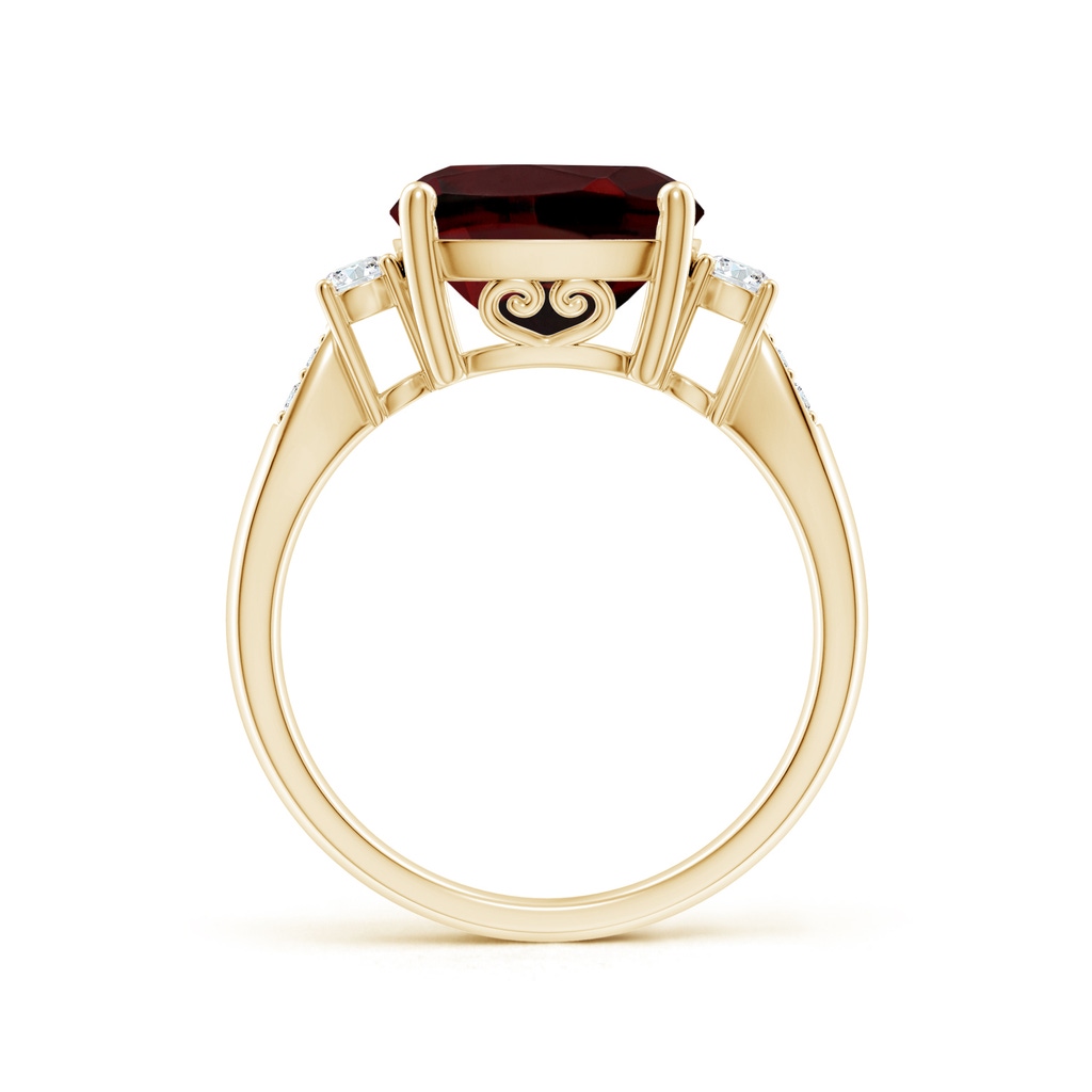 10mm AAA Cushion Garnet Solitaire Ring with Diamond Accents in Yellow Gold - side_1