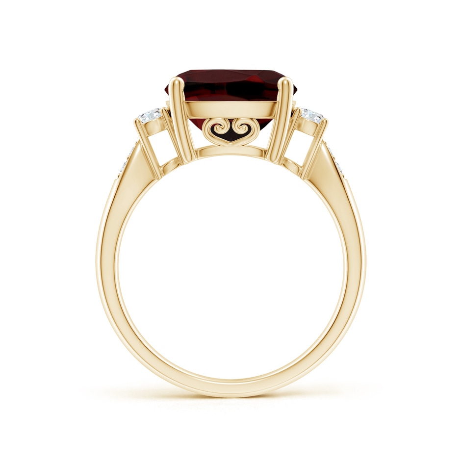 10mm AAA Cushion Garnet Solitaire Ring with Diamond Accents in Yellow Gold side-1