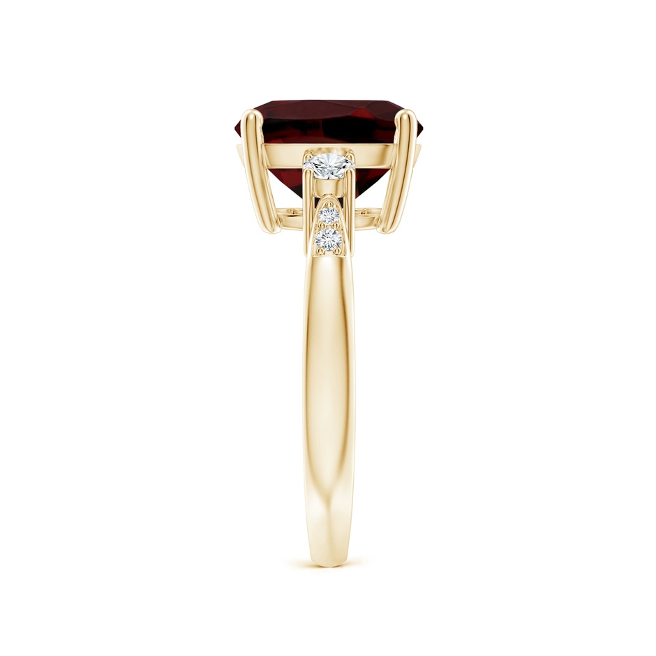 10mm AAA Cushion Garnet Solitaire Ring with Diamond Accents in Yellow Gold side-2