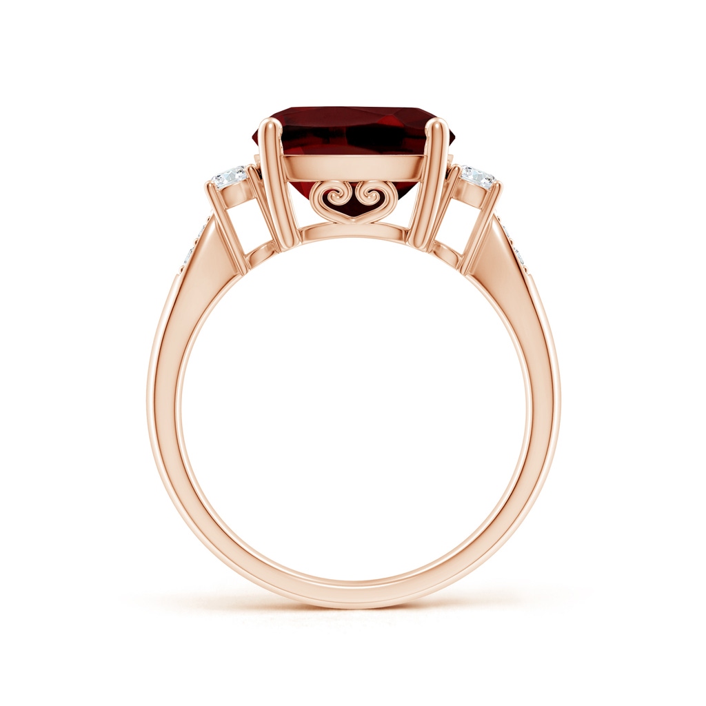 10mm AAAA Cushion Garnet Solitaire Ring with Diamond Accents in Rose Gold - side_1