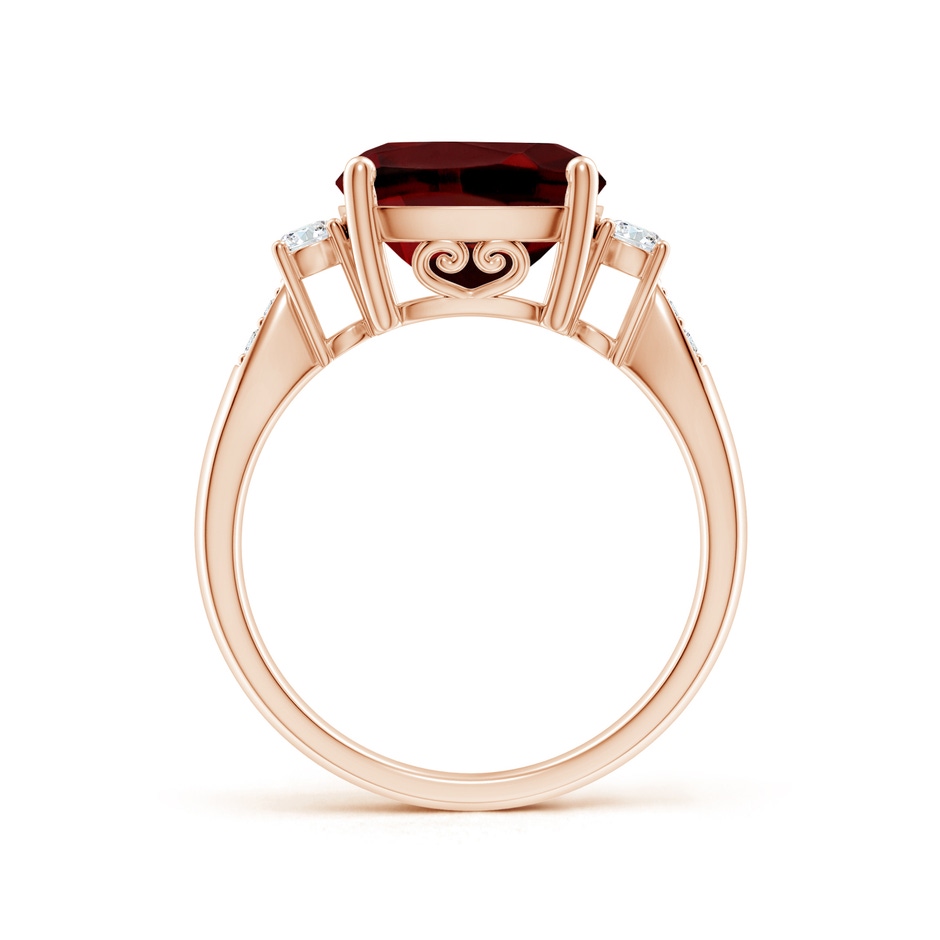 10mm AAAA Cushion Garnet Solitaire Ring with Diamond Accents in Rose Gold side-1