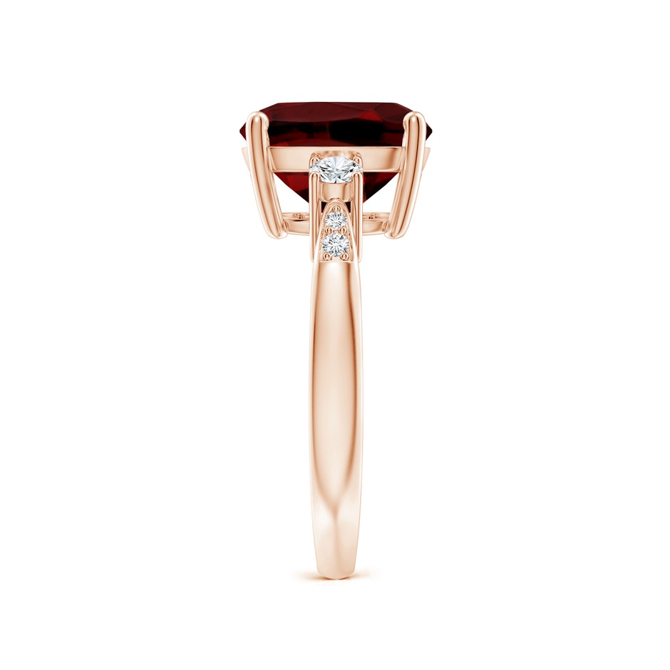 10mm AAAA Cushion Garnet Solitaire Ring with Diamond Accents in Rose Gold side-2