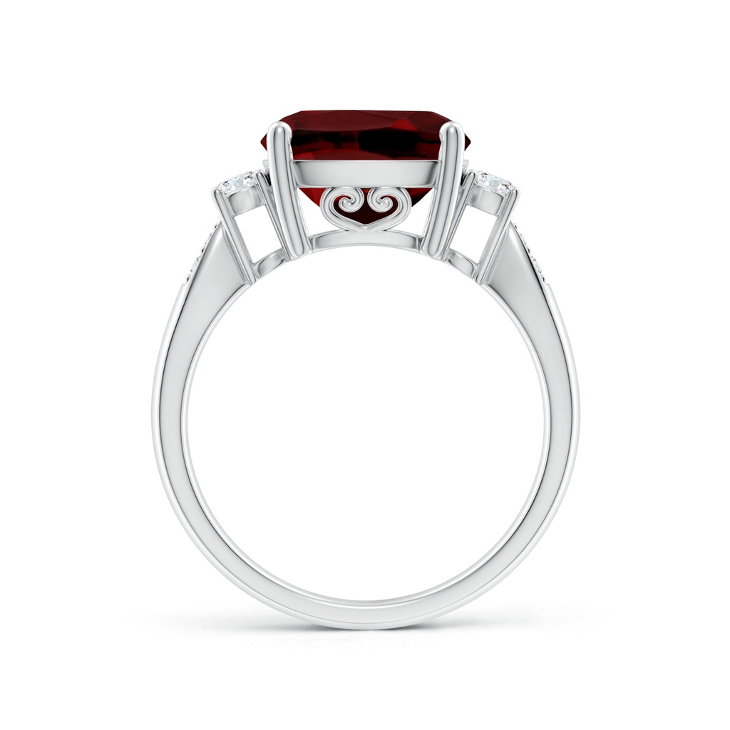 10mm AAAA Cushion Garnet Solitaire Ring with Diamond Accents in White Gold - side_1