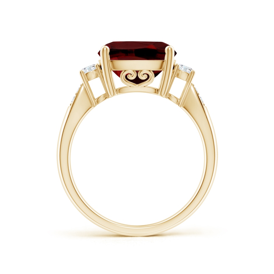 10mm AAAA Cushion Garnet Solitaire Ring with Diamond Accents in Yellow Gold side-1