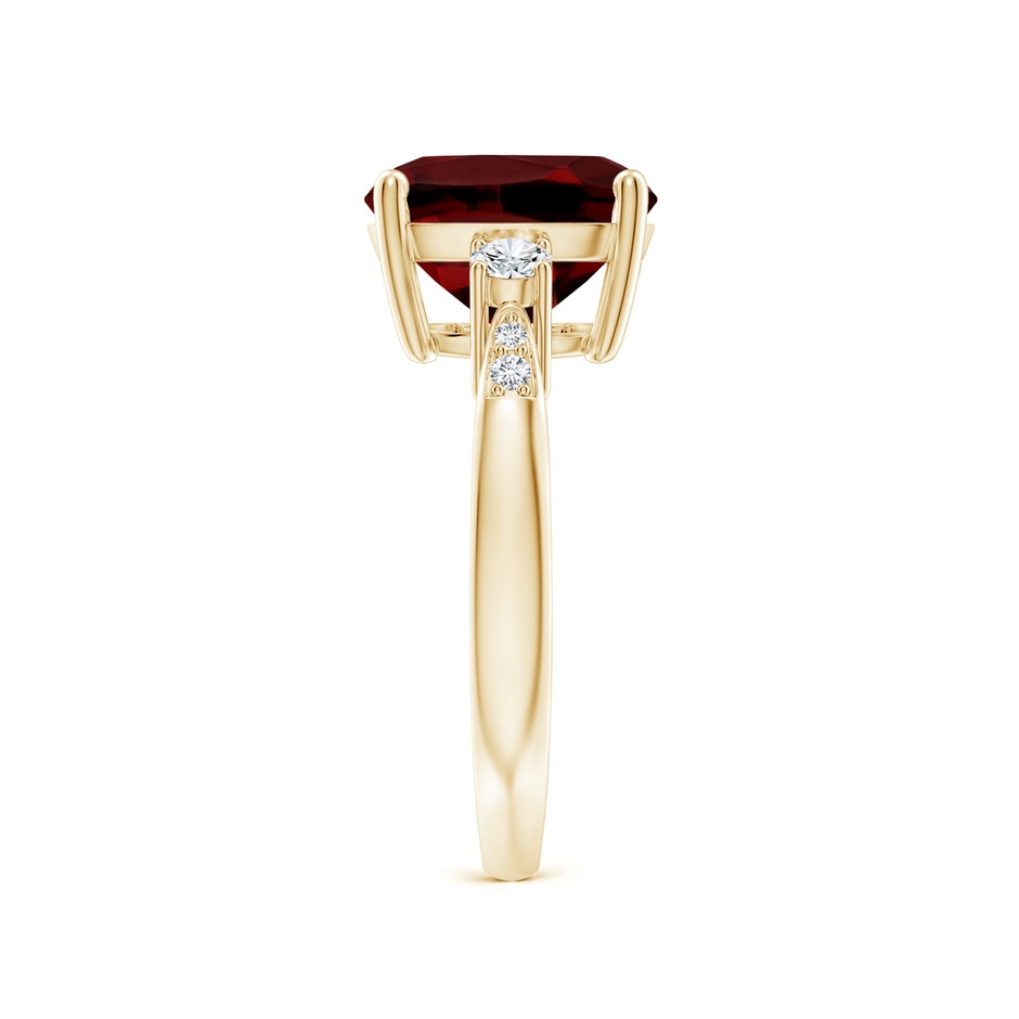 10mm AAAA Cushion Garnet Solitaire Ring with Diamond Accents in Yellow Gold side-2