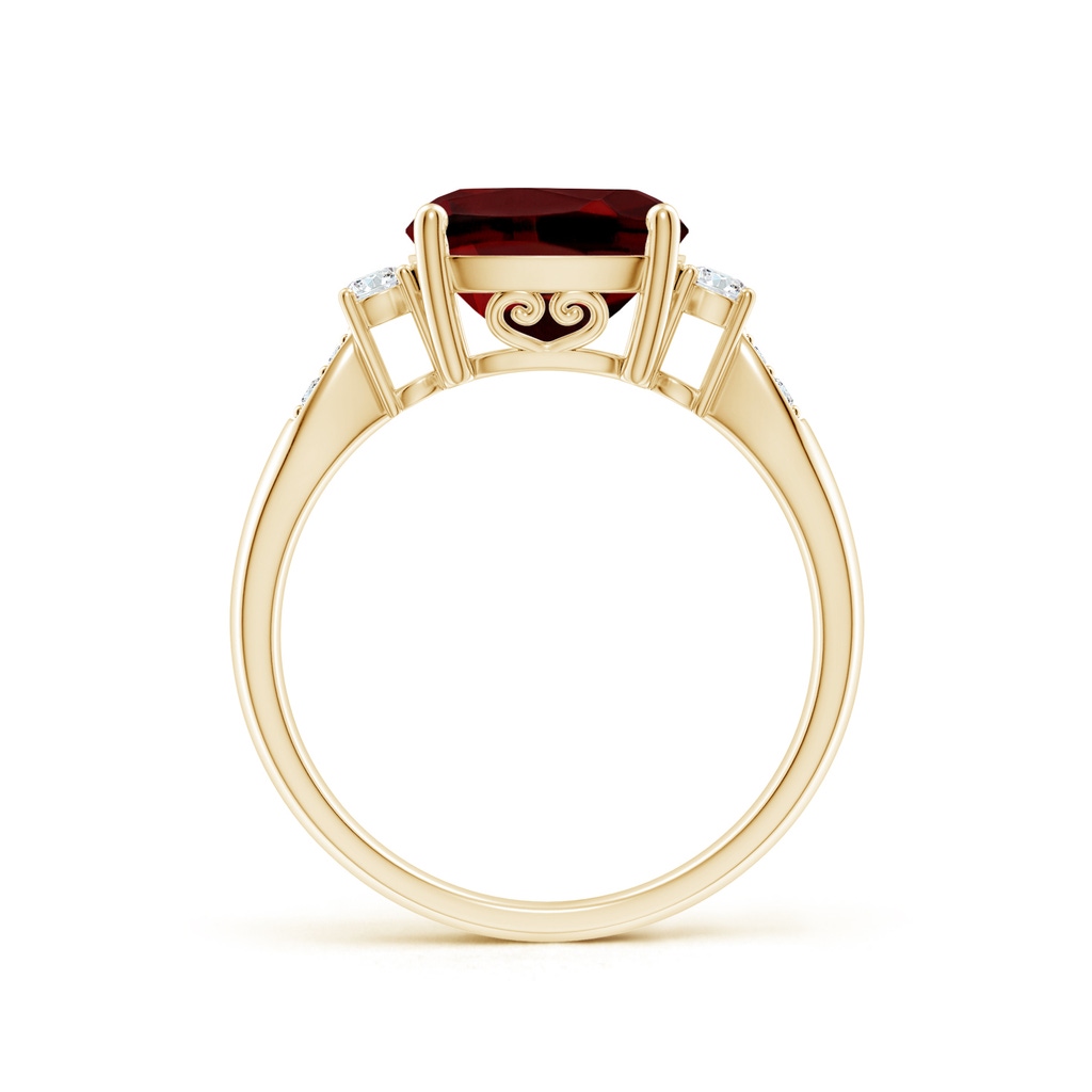 9mm AAAA Cushion Garnet Solitaire Ring with Diamond Accents in Yellow Gold - side_1