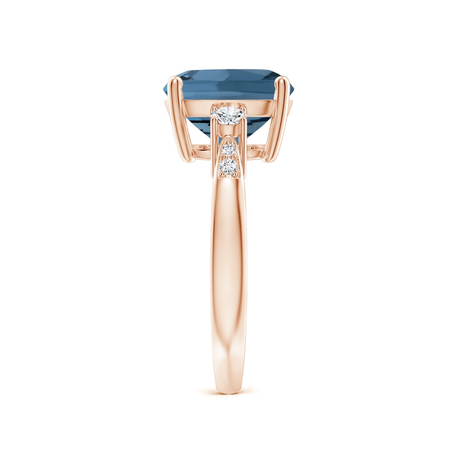 10mm A Cushion London Blue Topaz Solitaire Ring with Diamonds in Rose Gold side-2