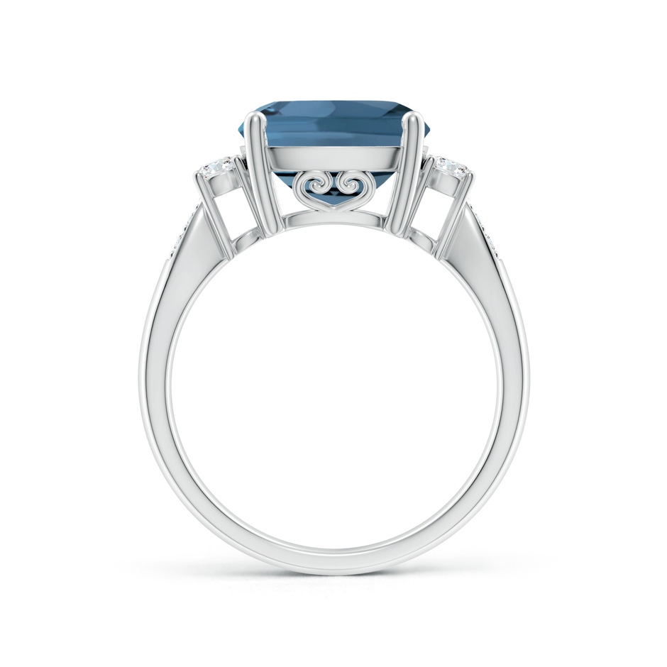 10mm A Cushion London Blue Topaz Solitaire Ring with Diamonds in White Gold side-1