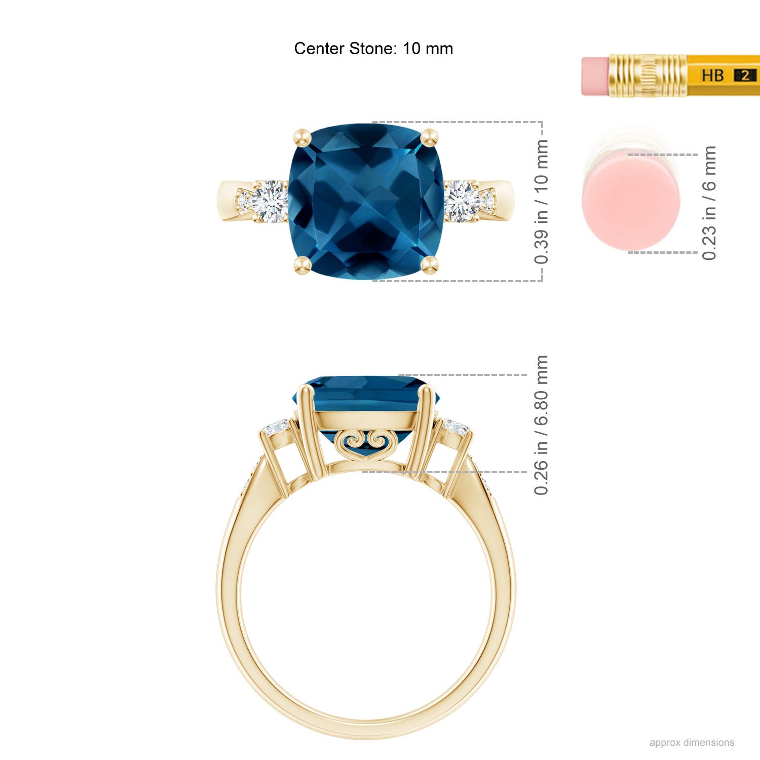 AAA - London Blue Topaz / 5.35 CT / 14 KT Yellow Gold