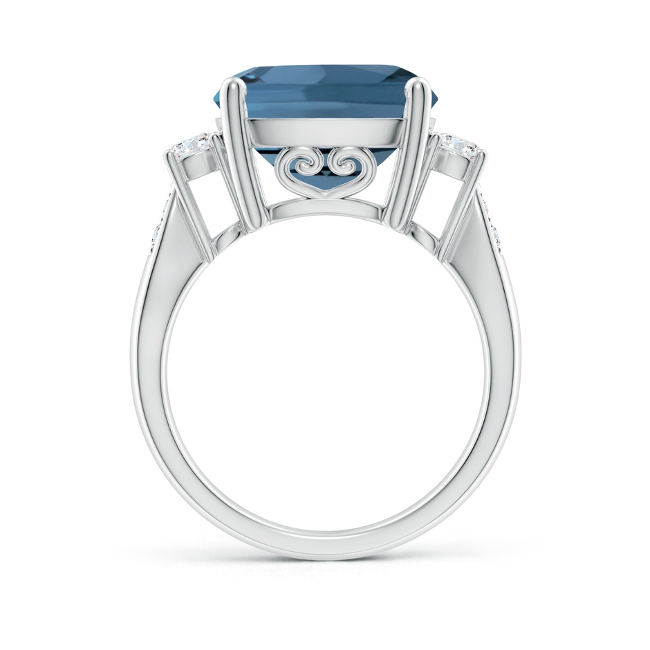 12mm A Cushion London Blue Topaz Solitaire Ring with Diamonds in White Gold side-1