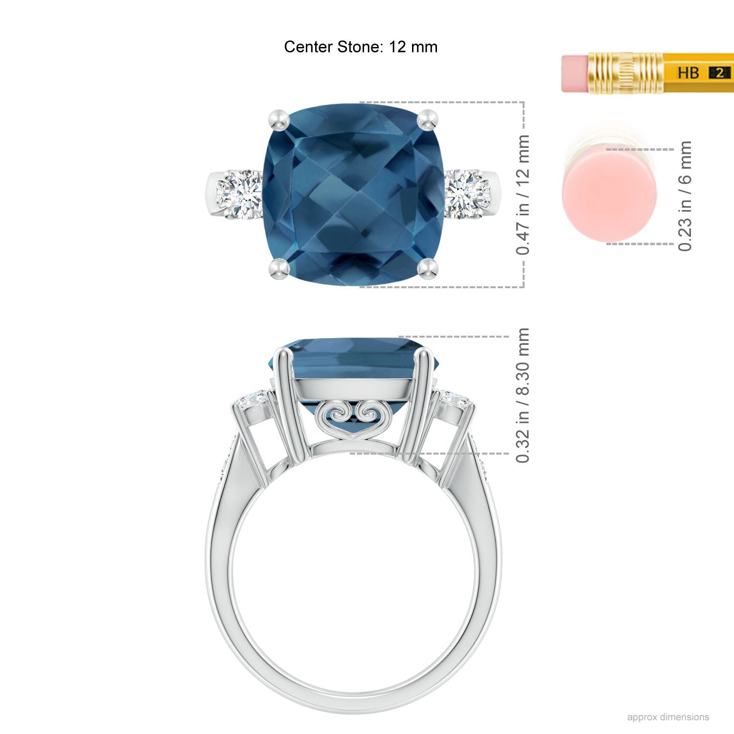 A - London Blue Topaz / 8.3 CT / 14 KT White Gold