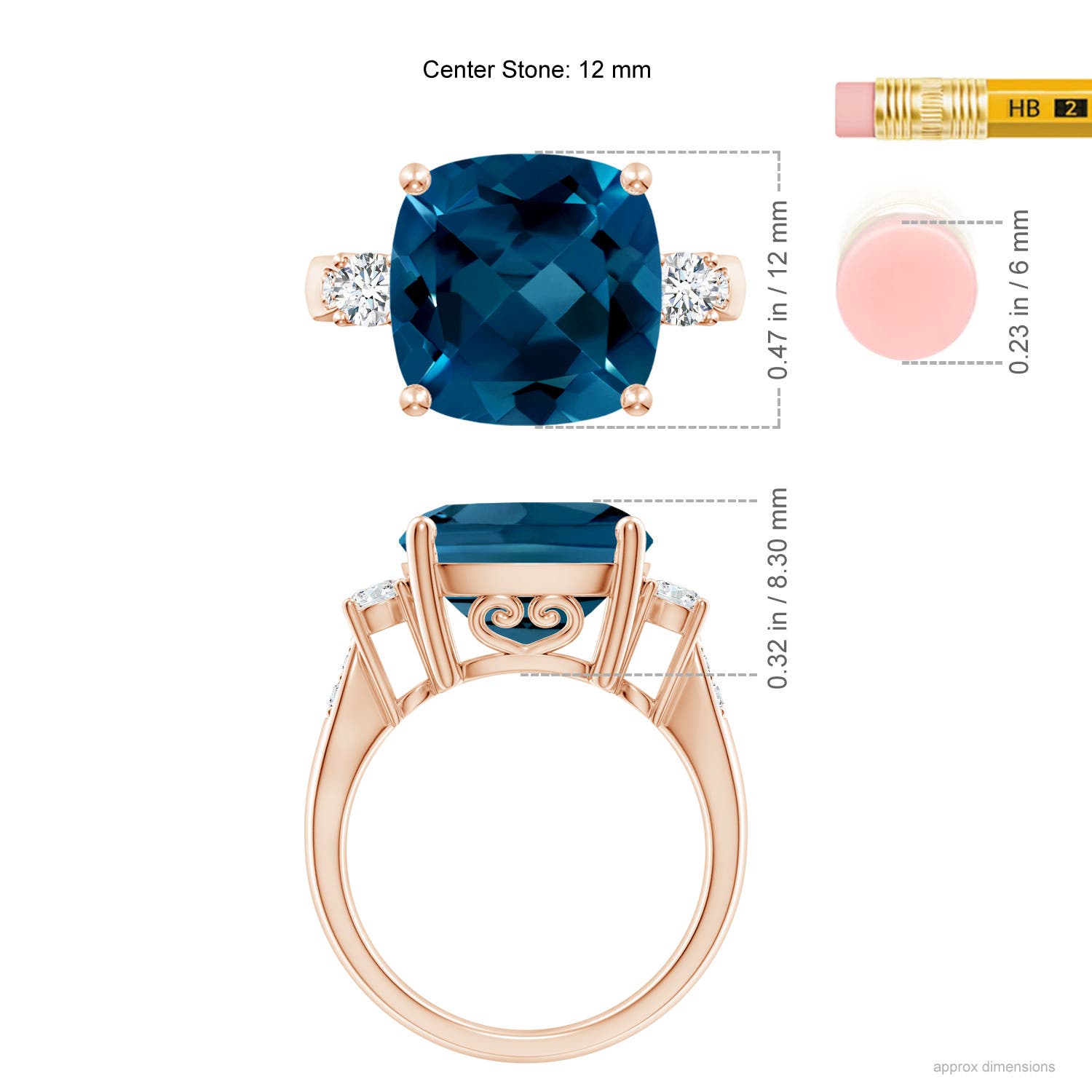 AAAA - London Blue Topaz / 8.3 CT / 14 KT Rose Gold