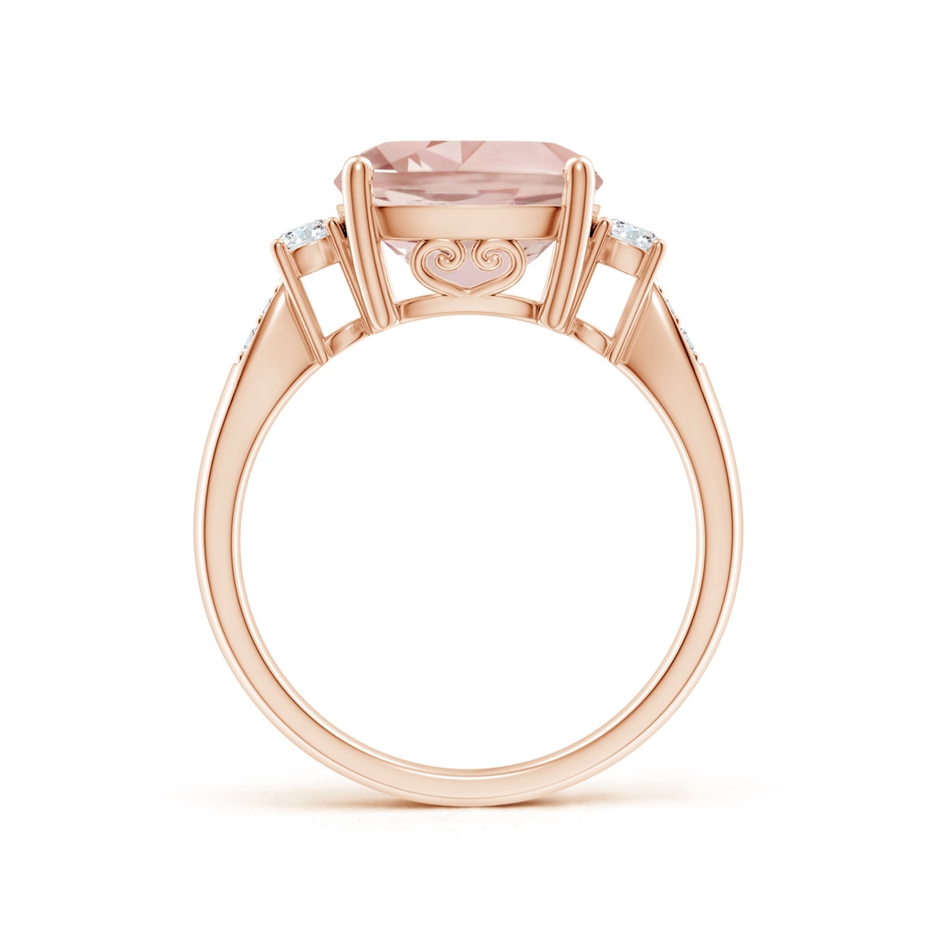 10mm AA Cushion Morganite Solitaire Ring with Diamond Accents in Rose Gold Side-1