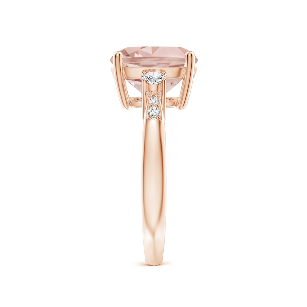 10mm AA Cushion Morganite Solitaire Ring with Diamond Accents in Rose Gold Side-2