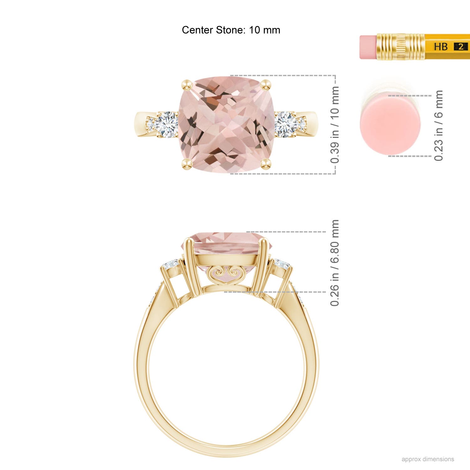 AA - Morganite / 3.9 CT / 14 KT Yellow Gold