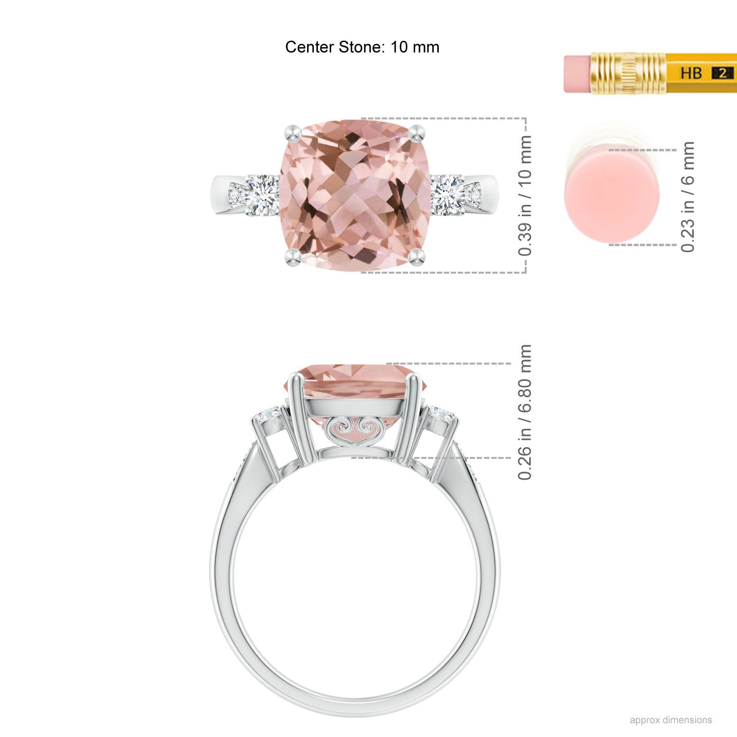 AAAA - Morganite / 3.9 CT / 14 KT White Gold