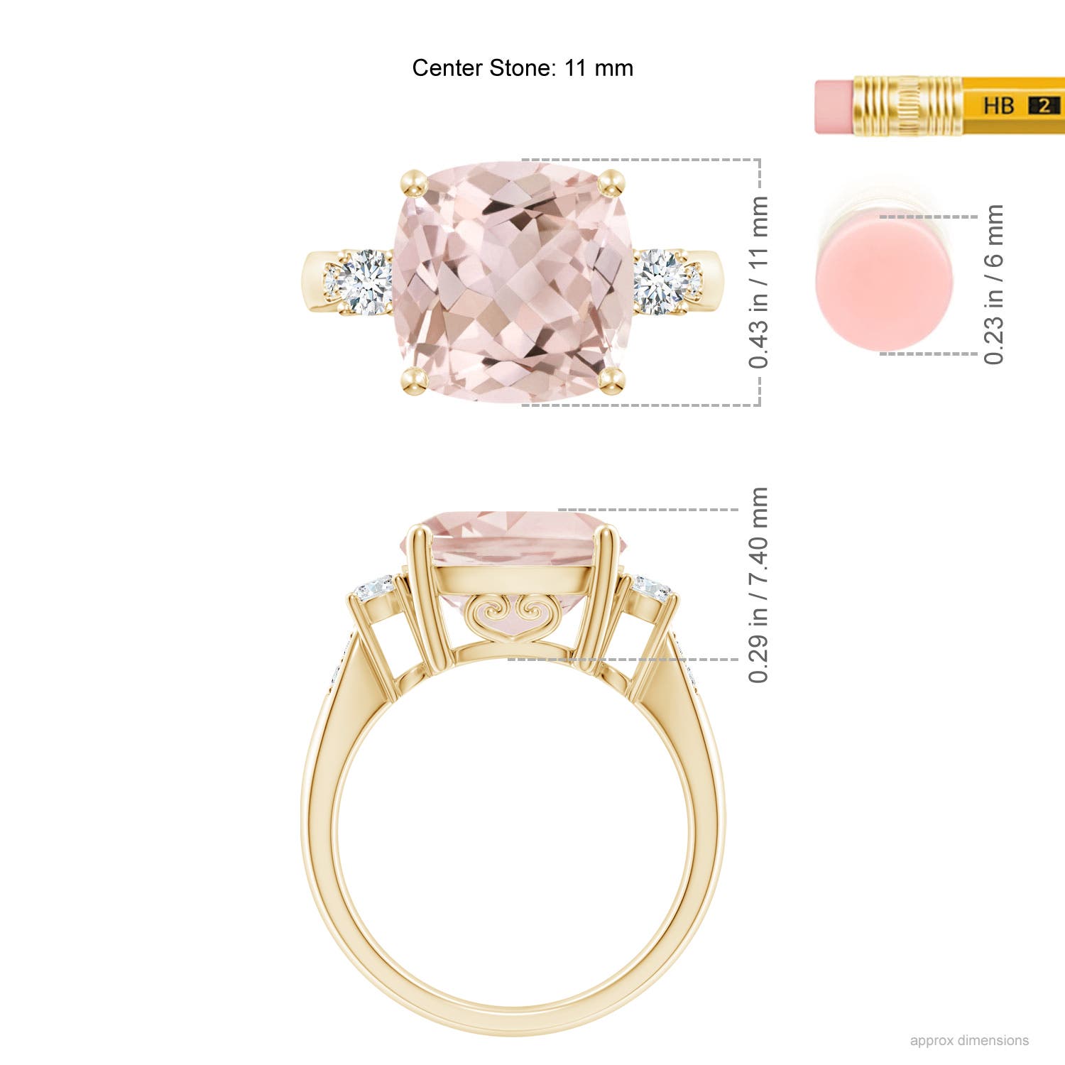 A - Morganite / 5.25 CT / 14 KT Yellow Gold