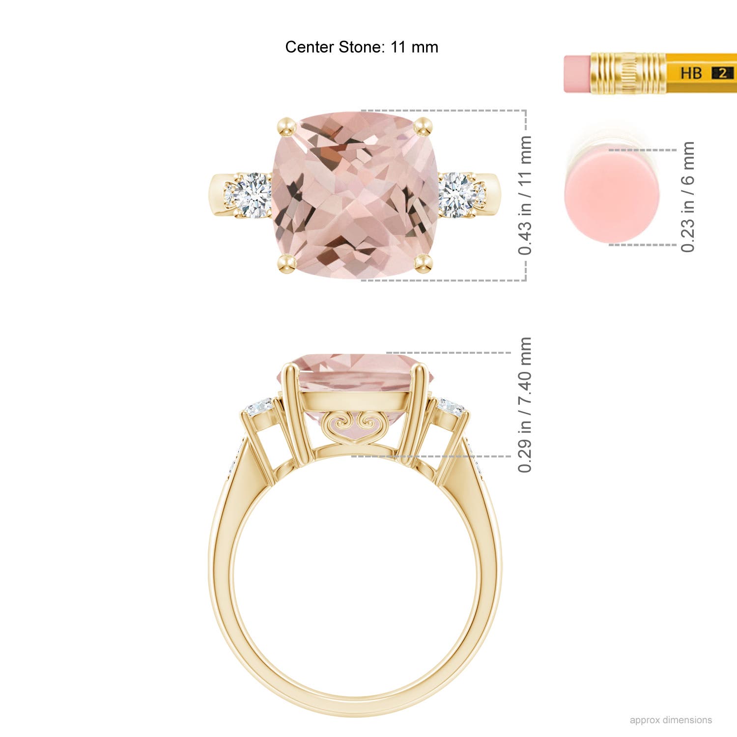 AA - Morganite / 5.25 CT / 14 KT Yellow Gold