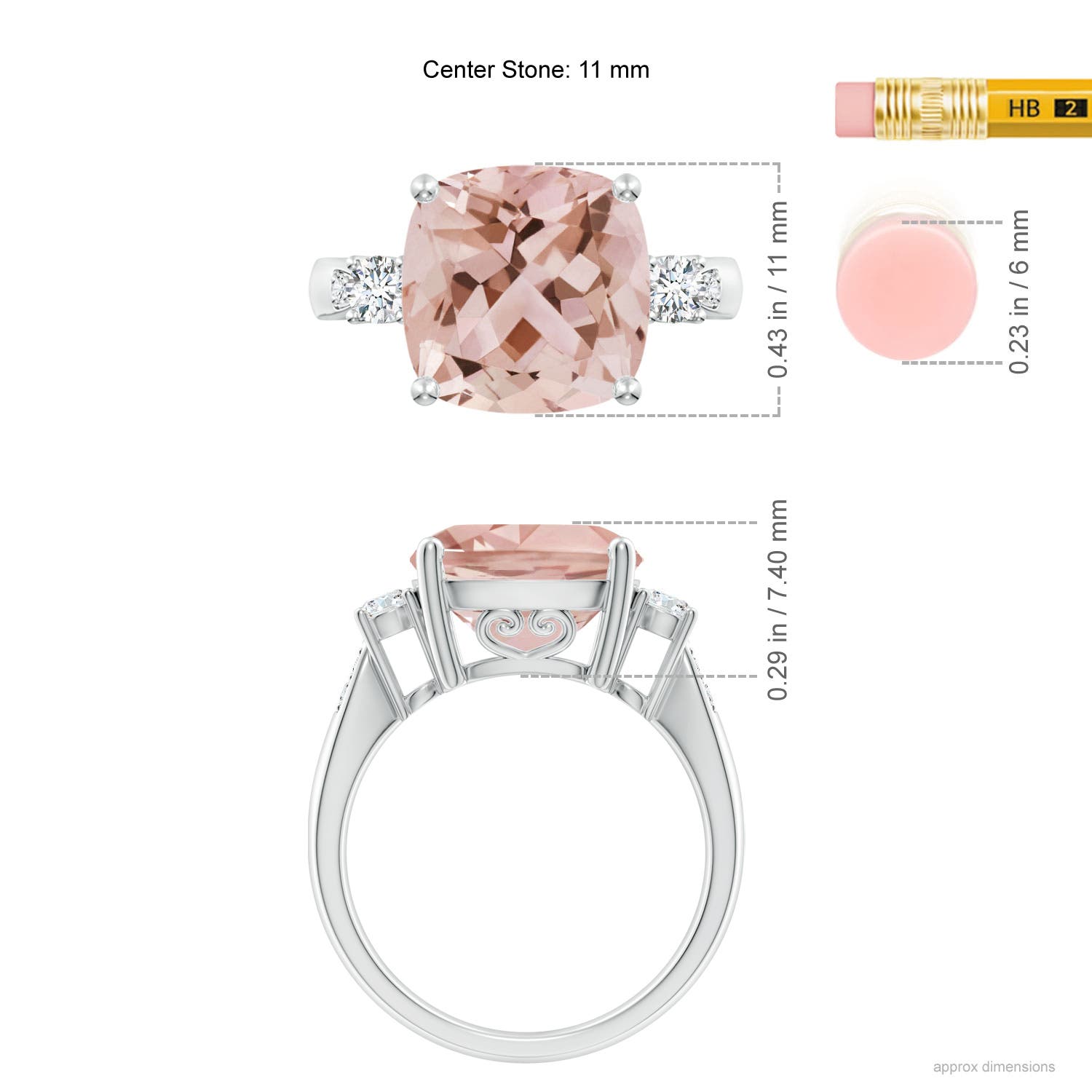 AAA - Morganite / 5.25 CT / 14 KT White Gold