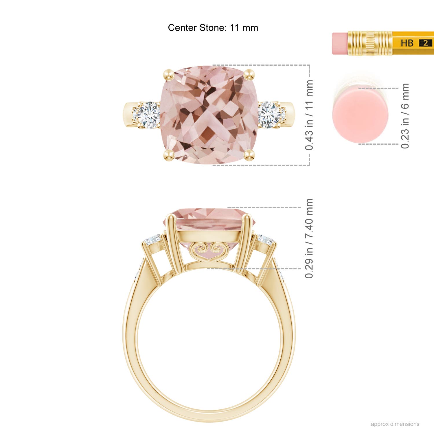 AAA - Morganite / 5.25 CT / 14 KT Yellow Gold