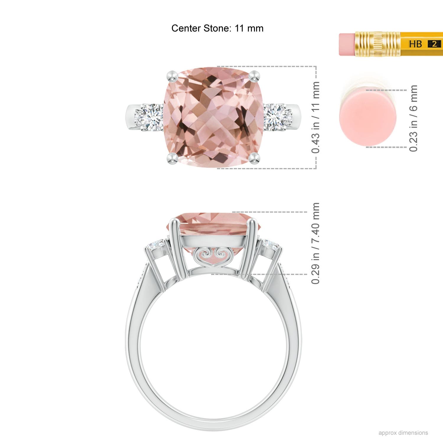 AAAA - Morganite / 5.25 CT / 14 KT White Gold