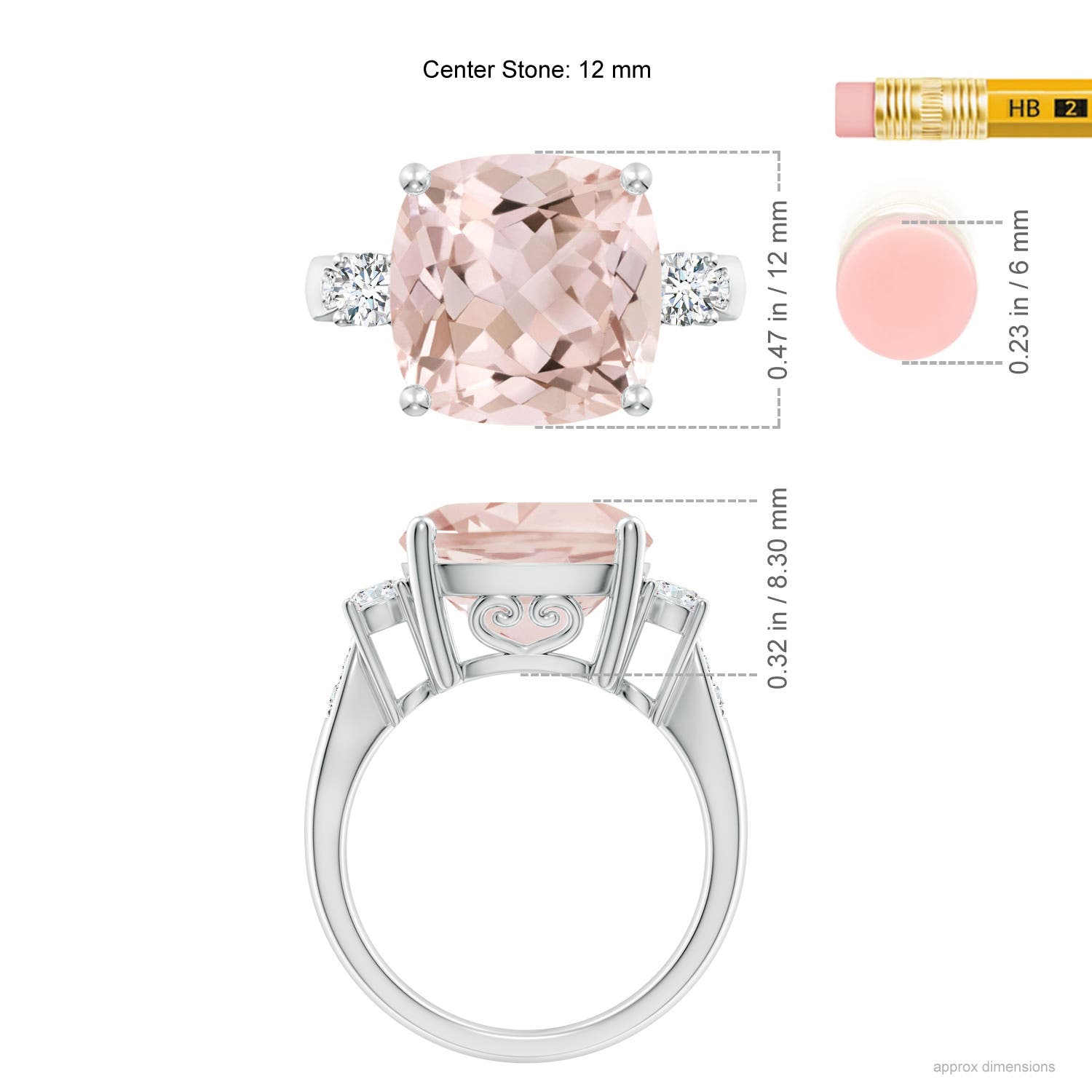 A - Morganite / 6.55 CT / 14 KT White Gold