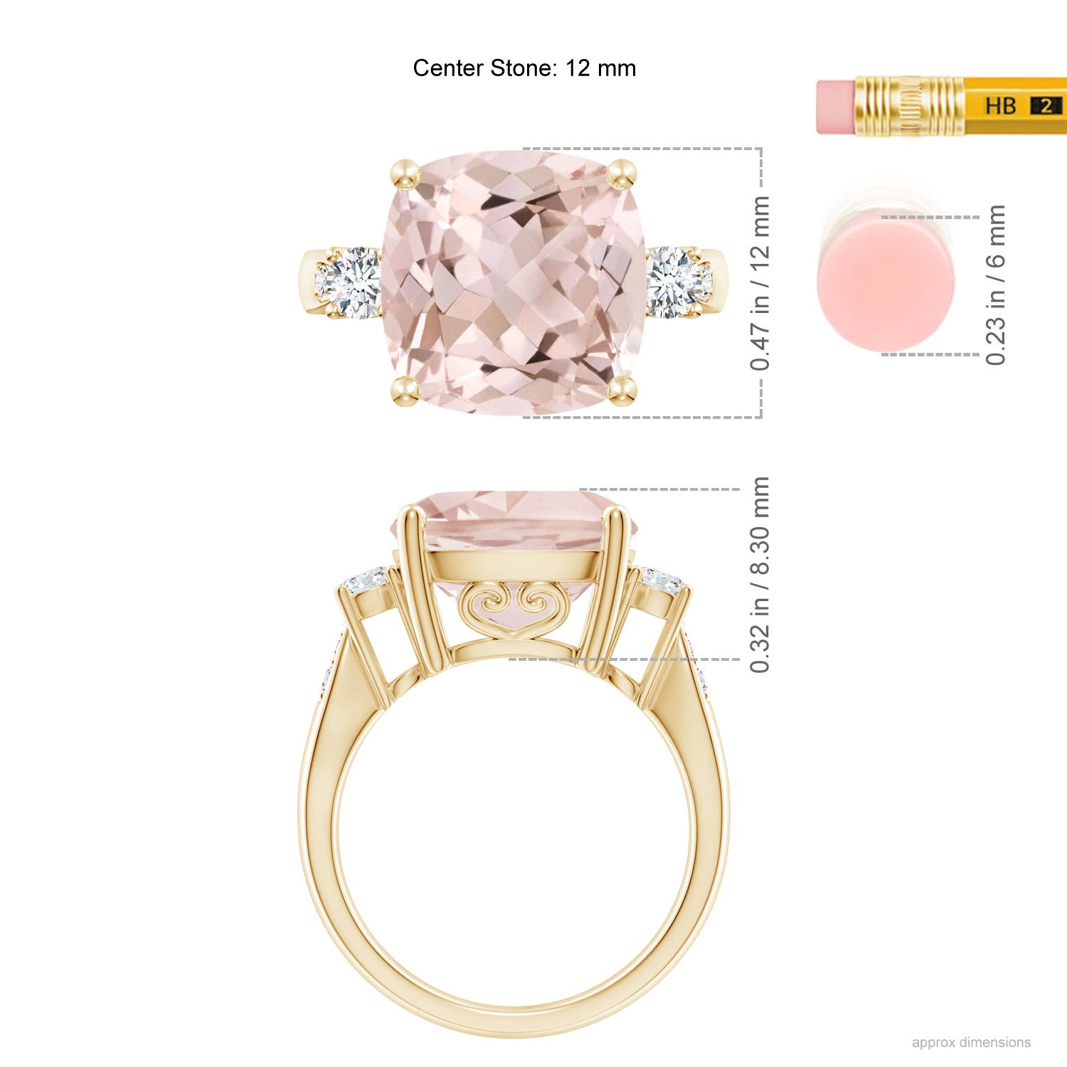 A - Morganite / 6.55 CT / 14 KT Yellow Gold