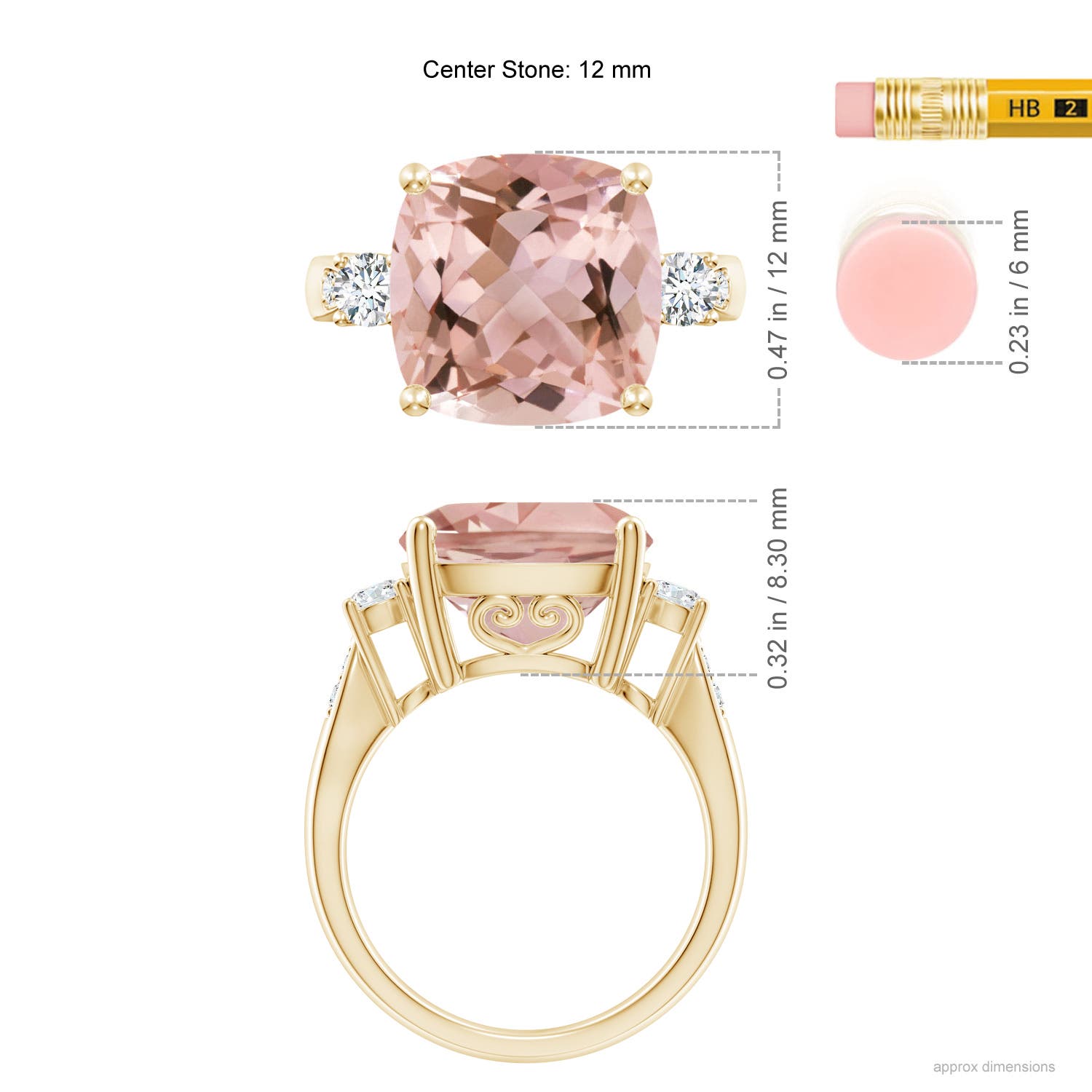 AAAA - Morganite / 6.55 CT / 14 KT Yellow Gold