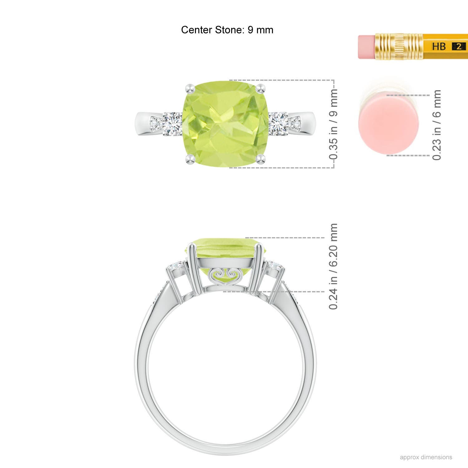 A - Peridot / 2.97 CT / 14 KT White Gold