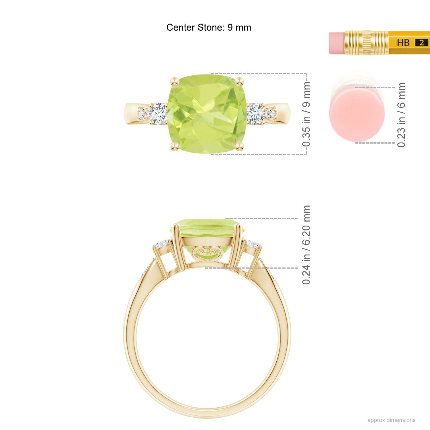 A - Peridot / 2.97 CT / 14 KT Yellow Gold