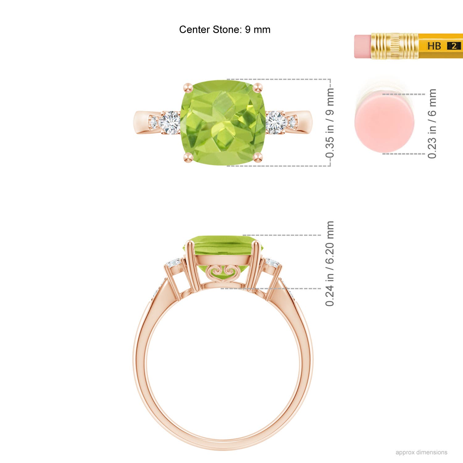 AA - Peridot / 2.97 CT / 14 KT Rose Gold