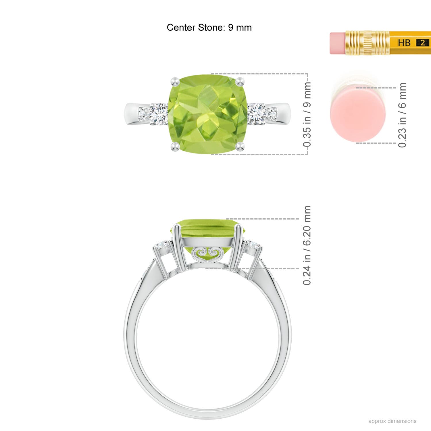 AA - Peridot / 2.97 CT / 14 KT White Gold