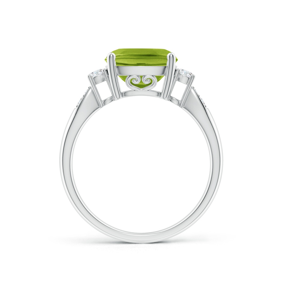 9mm AAA Cushion Peridot Solitaire Ring with Diamond Accents in White Gold side-1