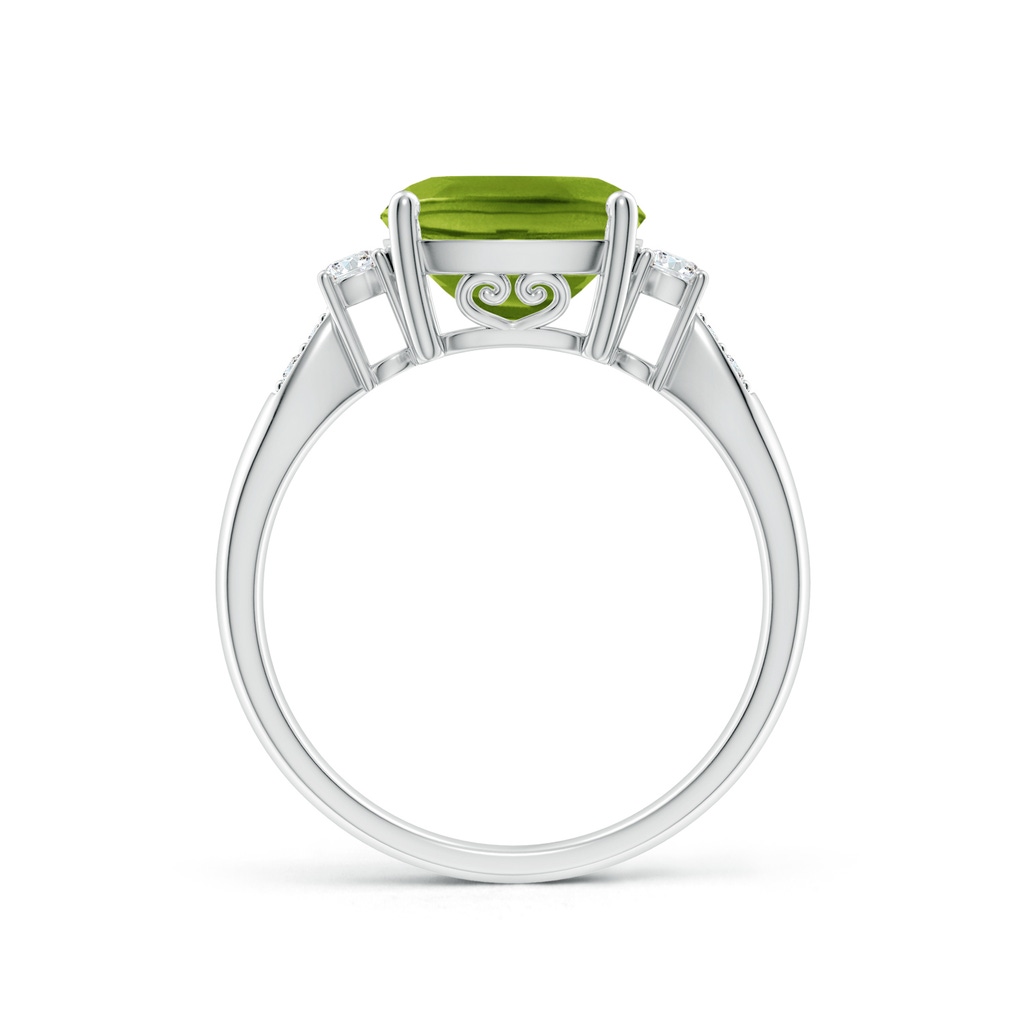 9mm AAAA Cushion Peridot Solitaire Ring with Diamond Accents in White Gold - side_1