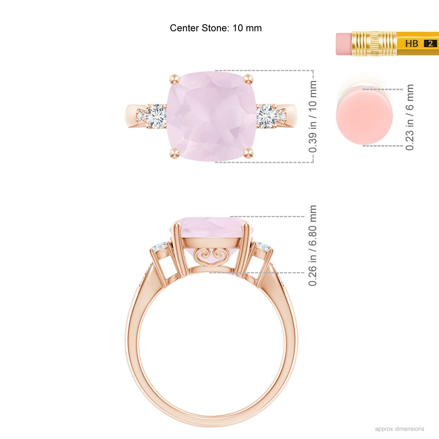 A - Rose Quartz / 3.62 CT / 14 KT Rose Gold