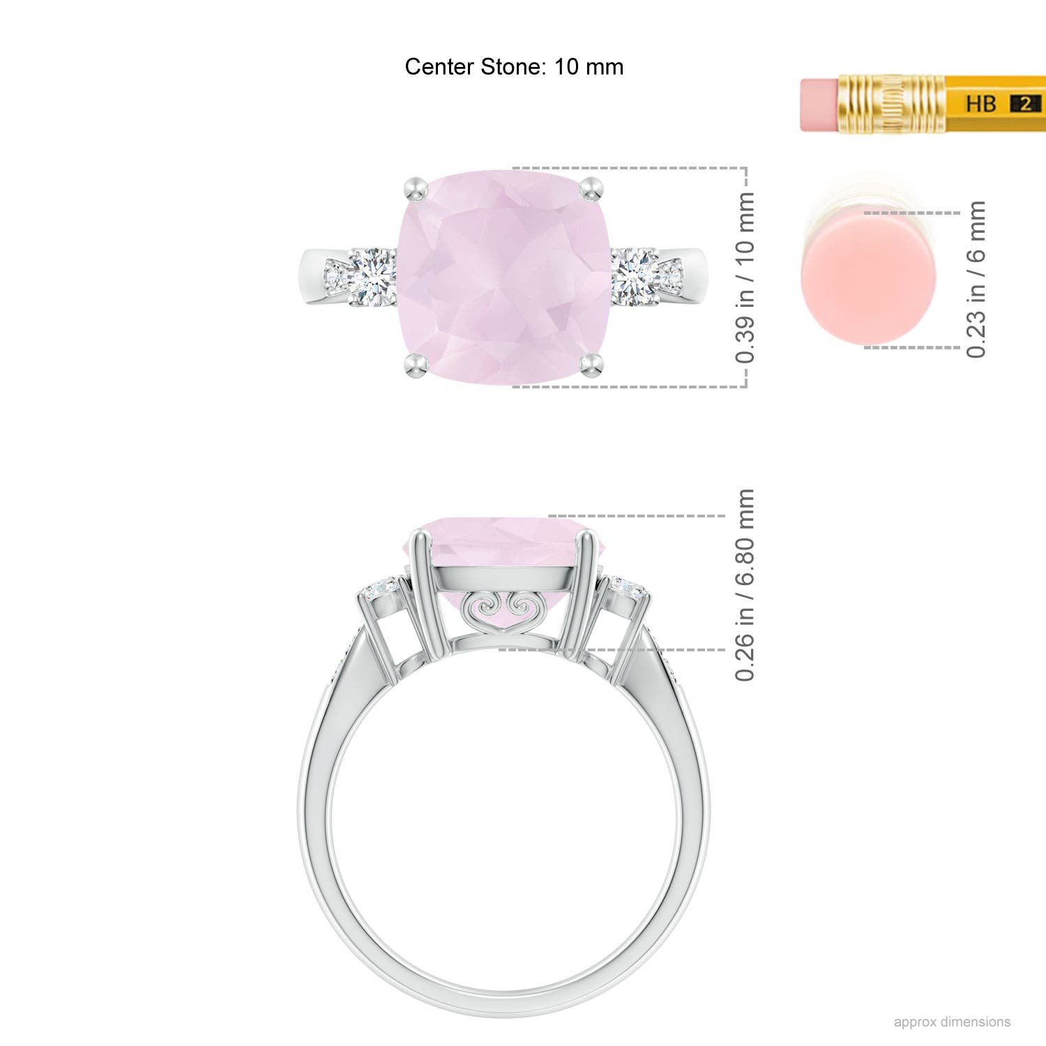 A - Rose Quartz / 3.62 CT / 14 KT White Gold