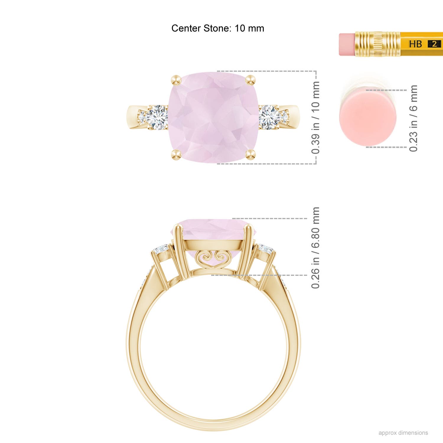 A - Rose Quartz / 3.62 CT / 14 KT Yellow Gold