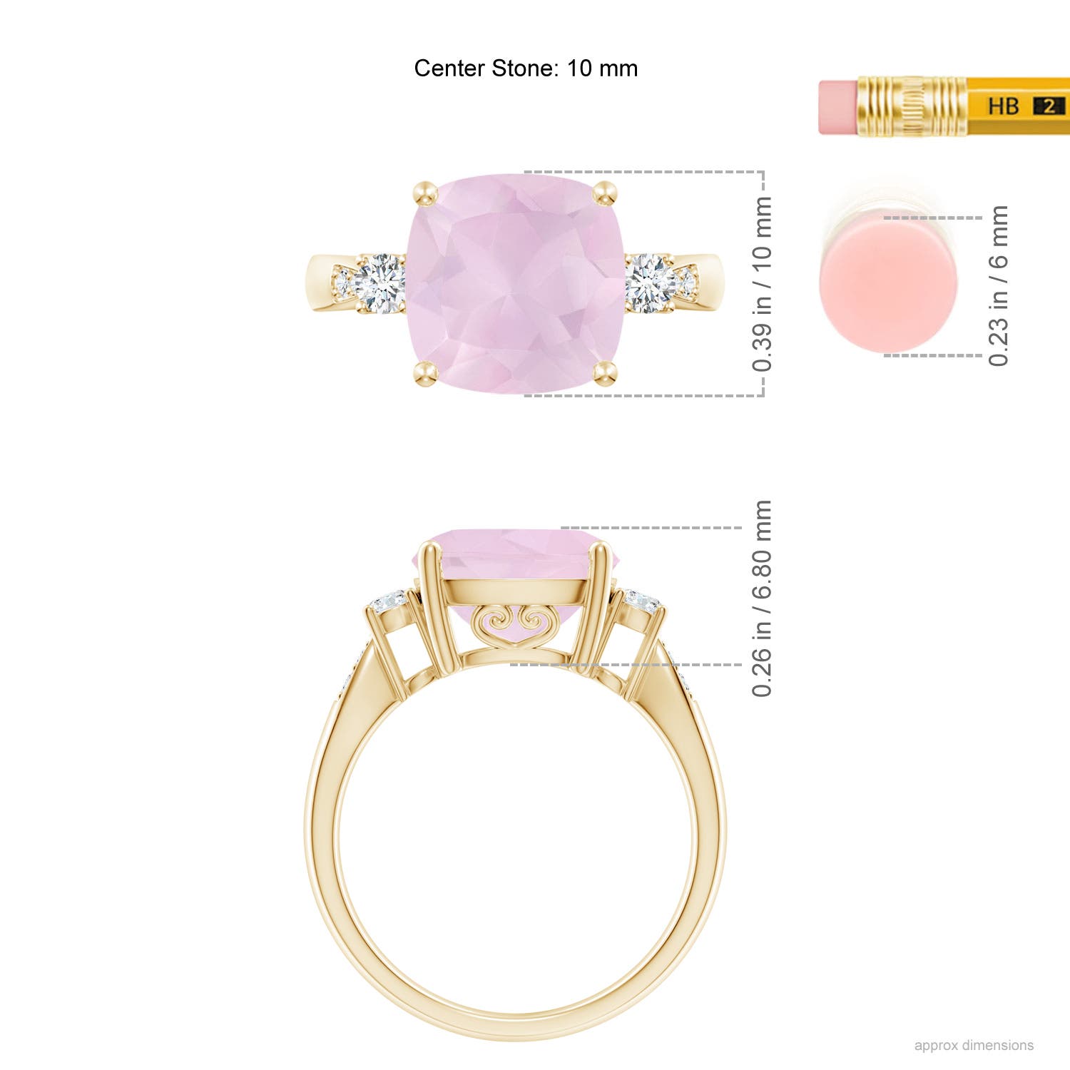 AA - Rose Quartz / 3.62 CT / 14 KT Yellow Gold