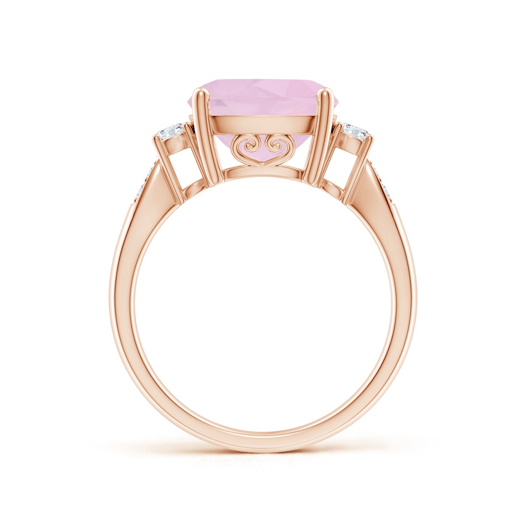 Cushion Rose Quartz Solitaire Ring with Diamond Accents | Angara