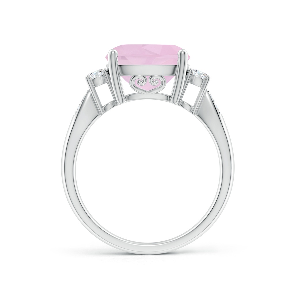 10mm AAA Cushion Rose Quartz Solitaire Ring with Diamond Accents in White Gold Side-1