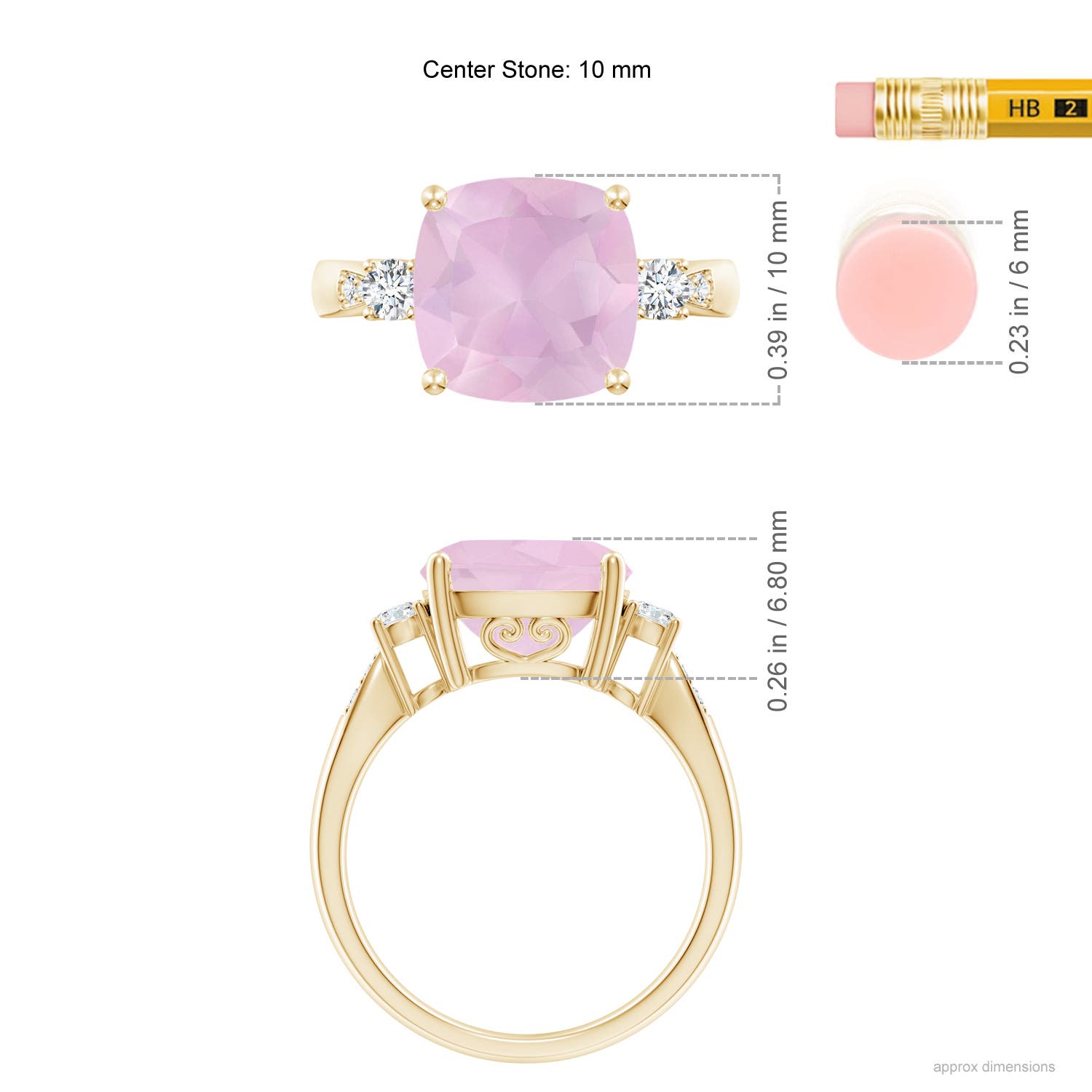 AAA - Rose Quartz / 3.62 CT / 14 KT Yellow Gold