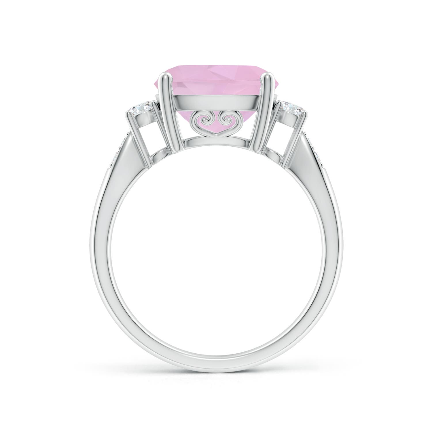 AAAA - Rose Quartz / 3.62 CT / 14 KT White Gold