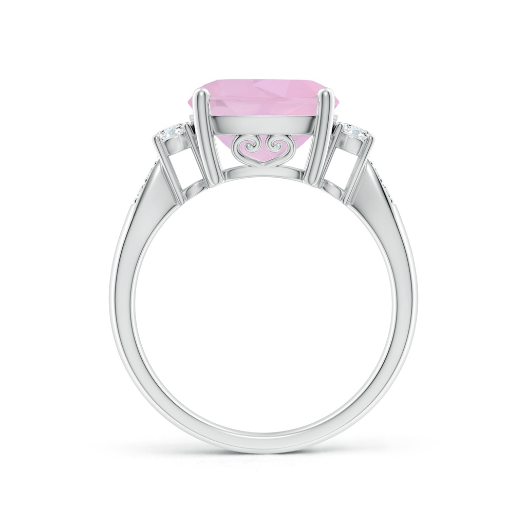 10mm AAAA Cushion Rose Quartz Solitaire Ring with Diamond Accents in White Gold Side-1