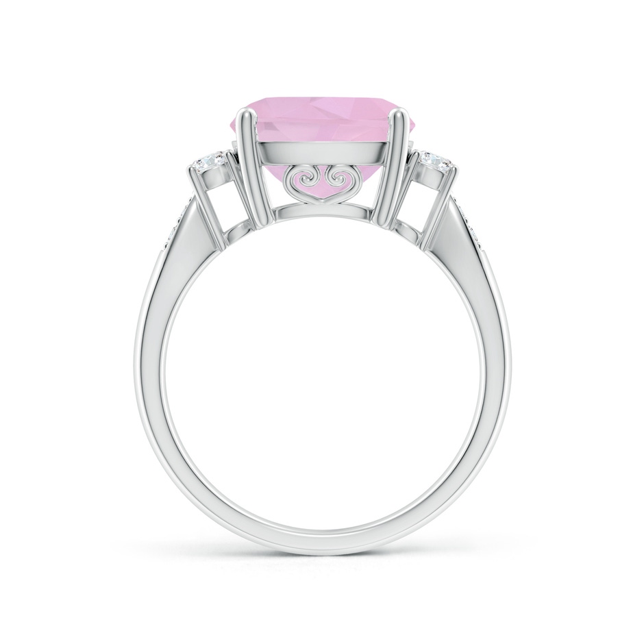 10mm AAAA Cushion Rose Quartz Solitaire Ring with Diamond Accents in White Gold side-1