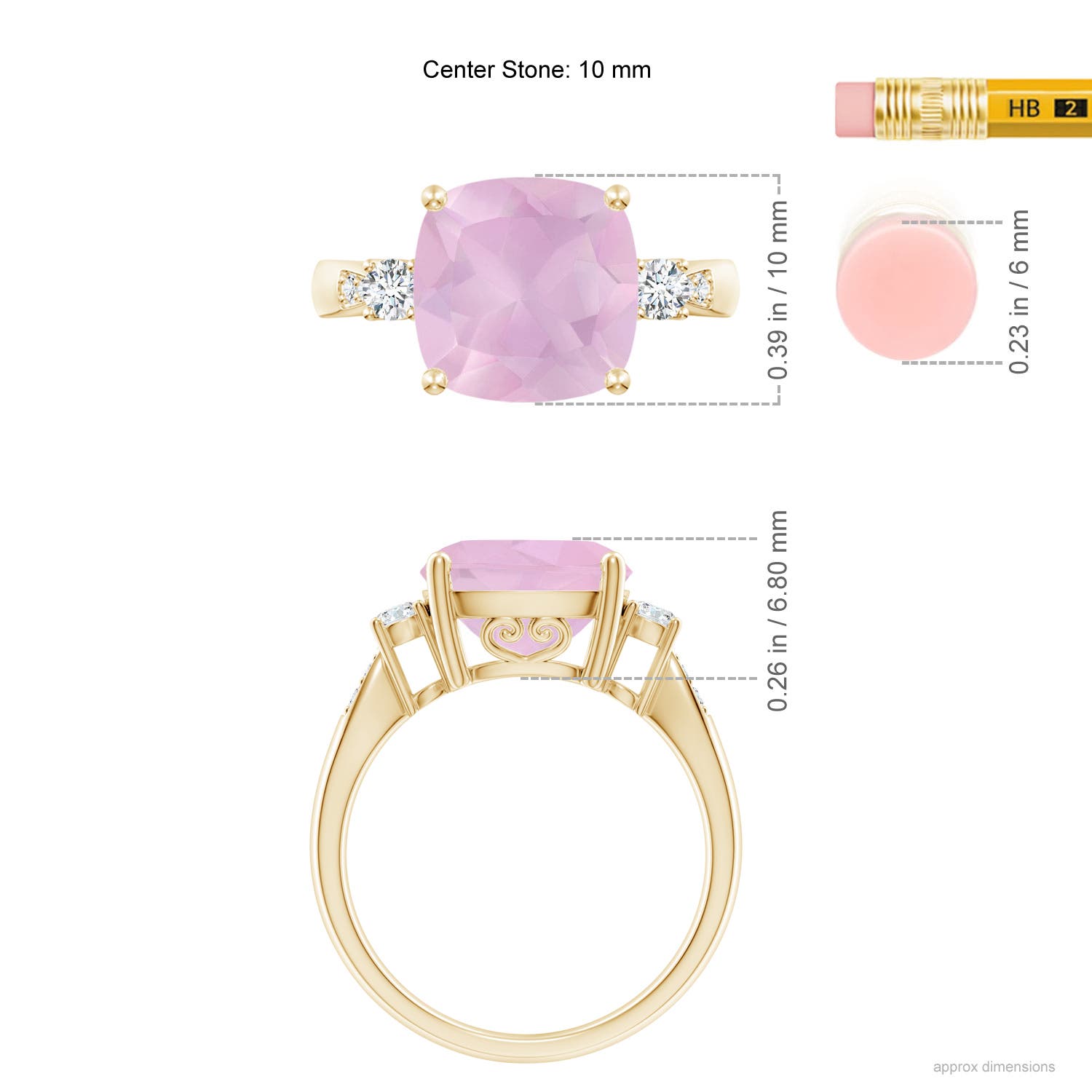 AAAA - Rose Quartz / 3.62 CT / 14 KT Yellow Gold