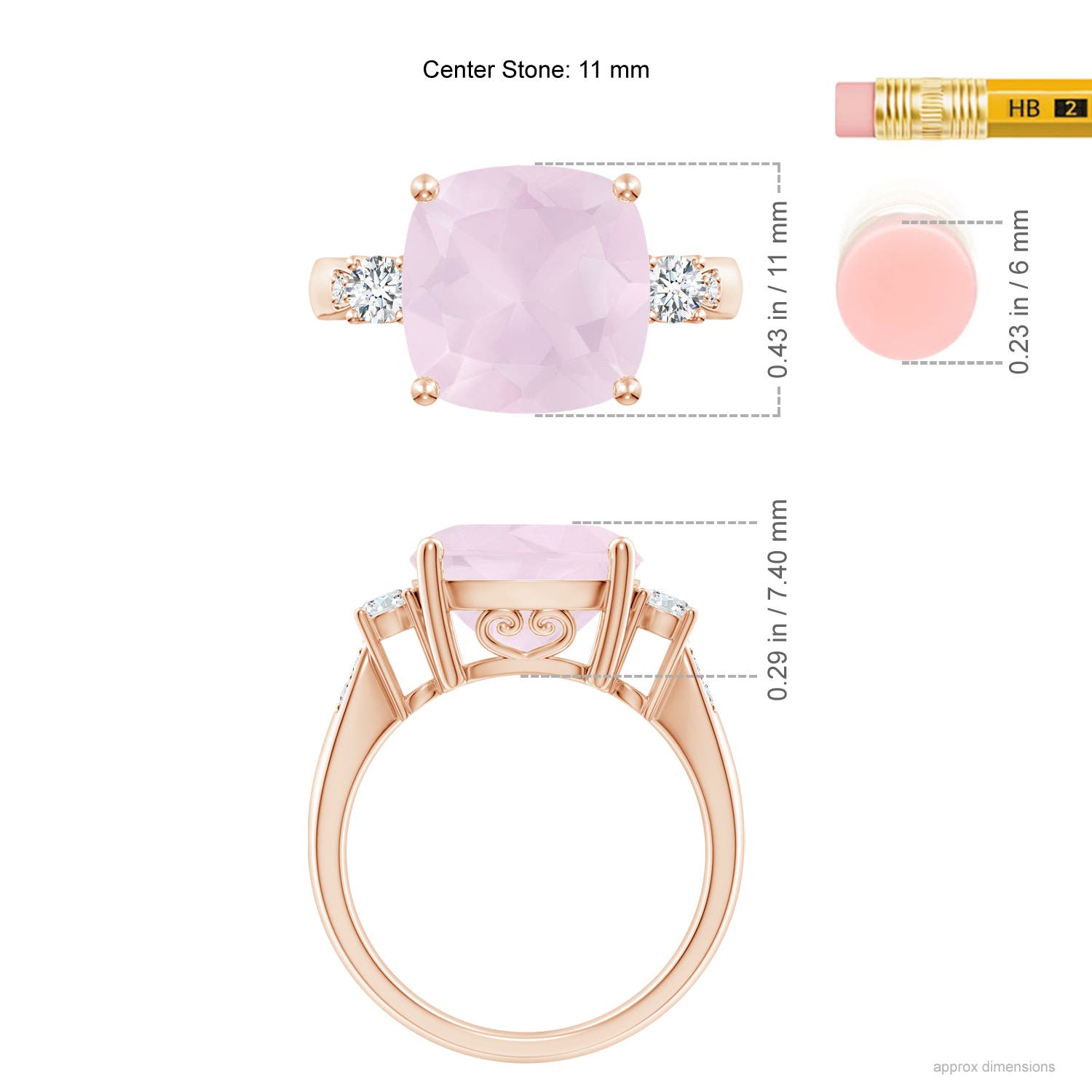 A - Rose Quartz / 5.25 CT / 14 KT Rose Gold