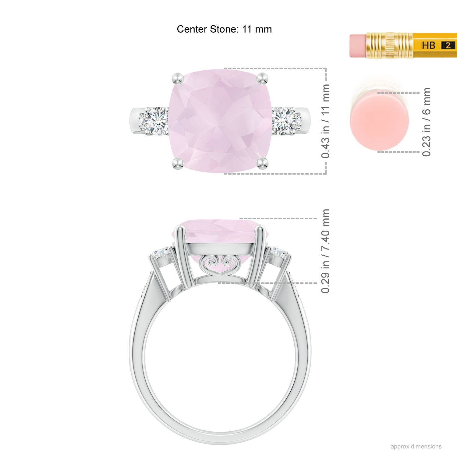 A - Rose Quartz / 5.25 CT / 14 KT White Gold